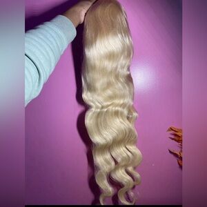 26” 613 Platinum Blonde Frontal Wig — 100% Human Hair (200% Density)